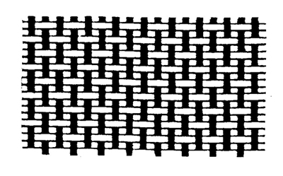 Un motif de tissage dans lequel un fil de trame est tissé alternativement au-dessus et au-dessous des fils de chaîne.