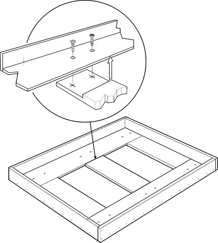 Diagram of HTS frame with a construction detail of the lap joint used to fit the cross members to the frame.