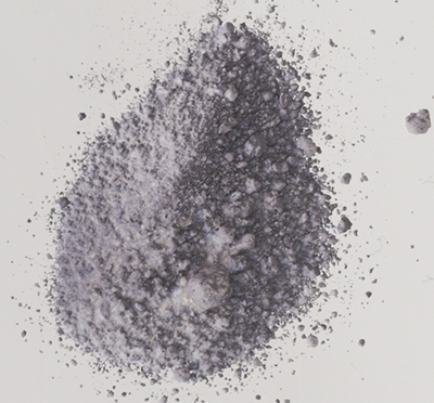 Dark lavender colour on the surface of silver chloride powder after exposure to a UV lamp at 365 nm for 50 seconds