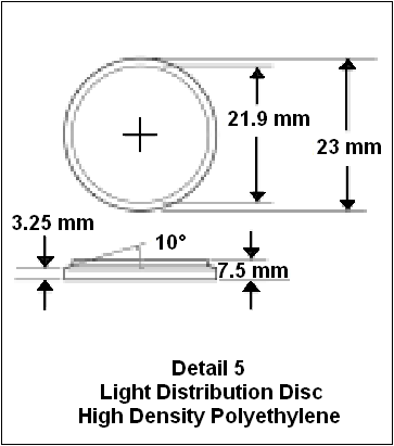 High density polyethylene light distribution disc.