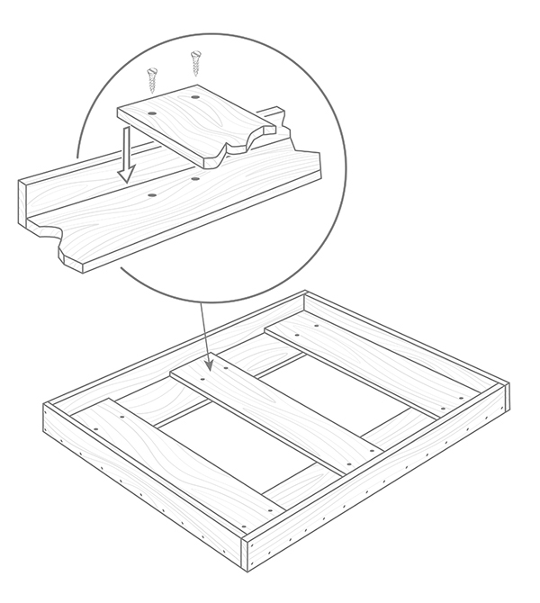 Construction d'un cadre de type MTE comportant de simples joints qui se chevauchent pour fixer les croisillons au cadre.