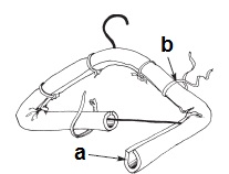 Padded hanger with pipe insulation. Description follows.