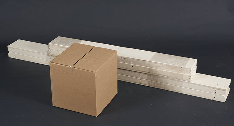 Channel crate components packaged for shipment