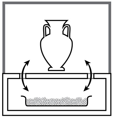 Cross-section of a display case.