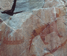 Rock painting at Agawa Rock, Lake Superior Provincial Park.