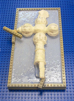 A 3-D printed replica of the Ferryland Cross.