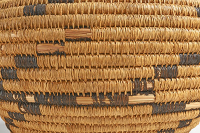 Vintage First Nations Native Large Cedar and Pine Needle Woven Handled Basket