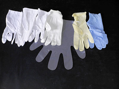 A variety of glove types.
