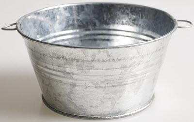  A zinc-plated steel pan.