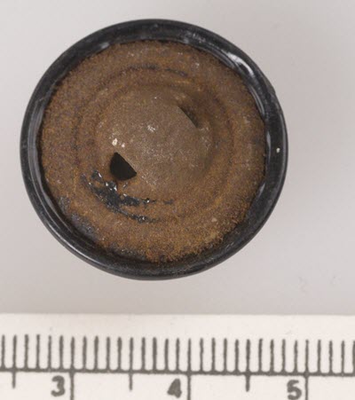 Cellulose nitrate button, back view.