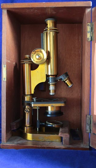 Lacquered brass microscope.