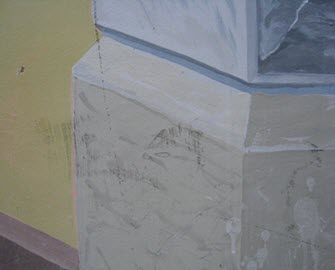 Enlargement of scuffed paint.