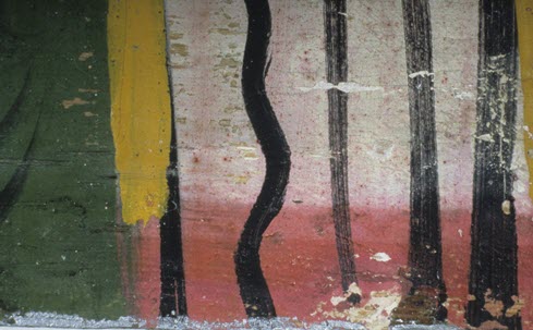 Enlargement of a light-damaged painting.