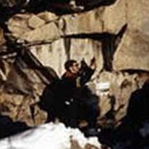 Photographic recording of rock paintings.