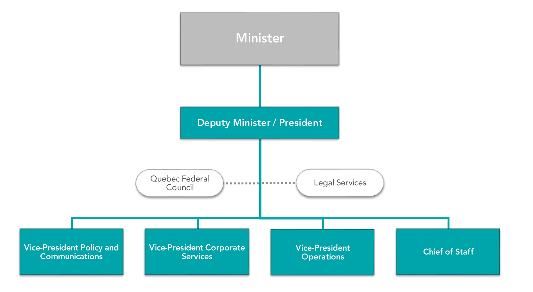 Organizational chart presenting the organizational structure of CED (simplified version).