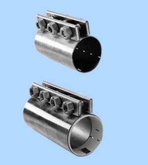 A photograph of two Morris couplers used to connect conduits for negative or positive air pressures. 