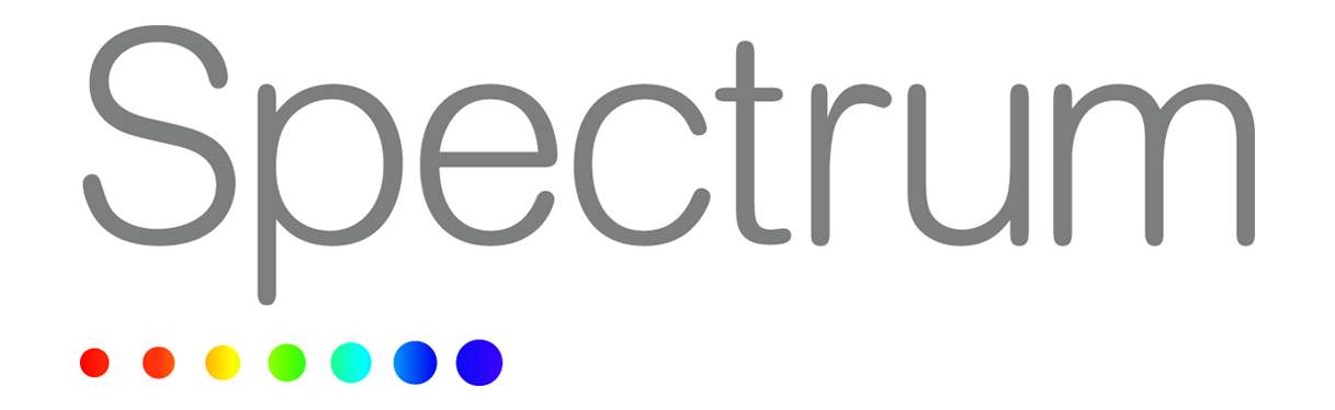 The word Spectrum on a white background and colored circles underneath
