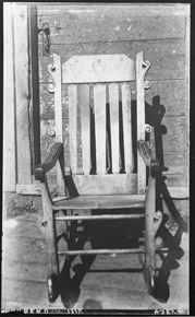 Black & white photo of rocking chair