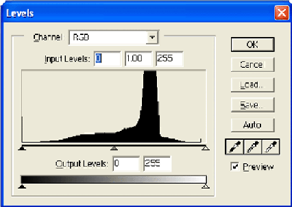 Screen capture of a histogram showing a balanced exposure