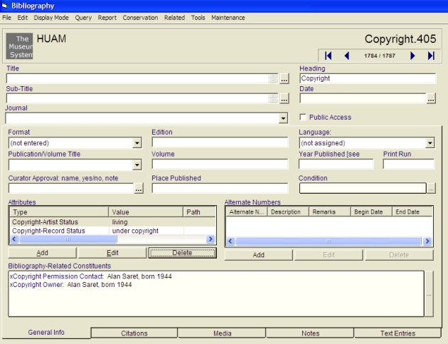 Capture d'écran du module Bibliographie de TMS