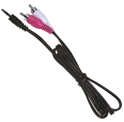 Image : Câble RCA-stéréo servant à transmettre un signal audio du magnétoscope ou du caméscope à la carte audio de l'ordinateur.