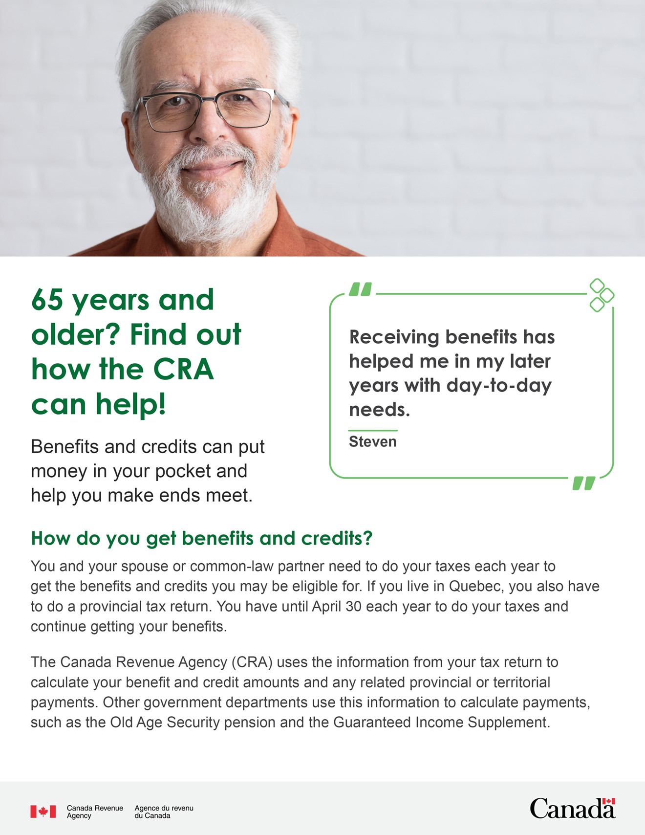 image of factsheet with picture of older man smiling