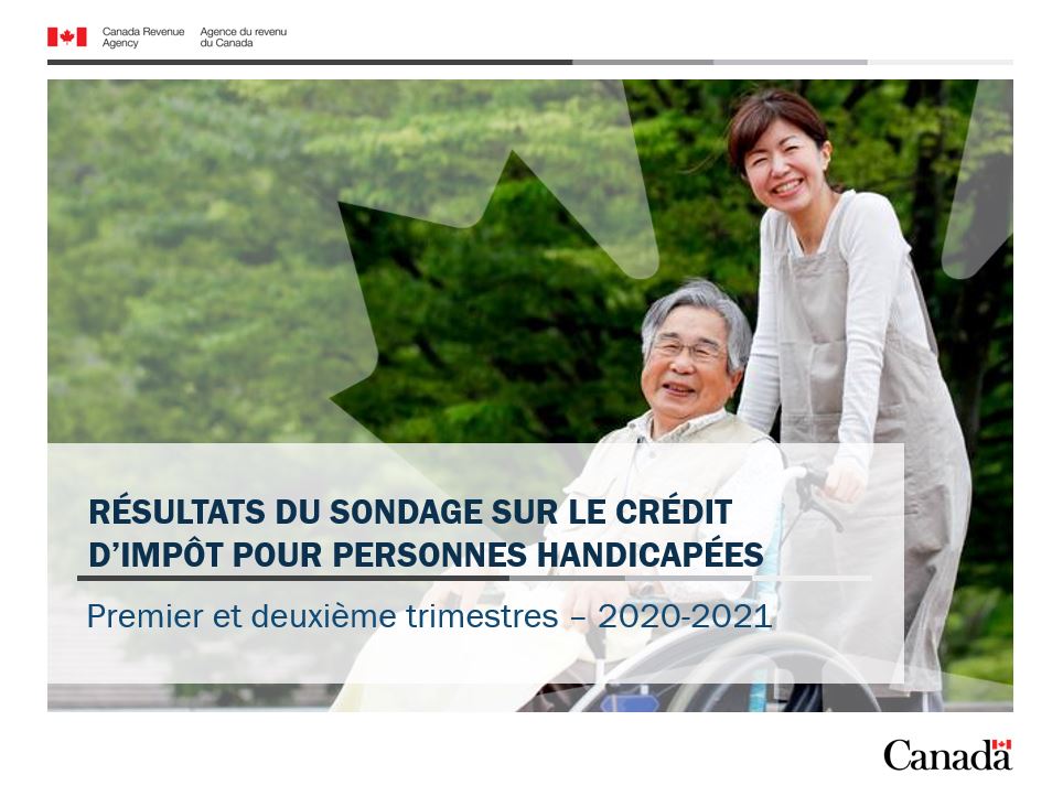 Page couverture des Résultats du sondage sur le crédit d’impôt pour personnes handicapées - Premier et deuxième trimestres - 2020-2021