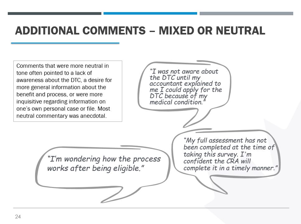Additional comments – mixed or neutral