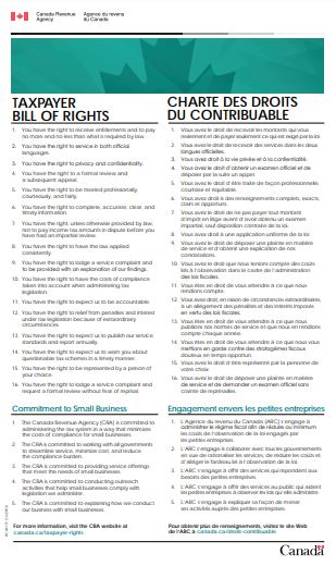 Infographic – Taxpayer Bill of Rights – English and French