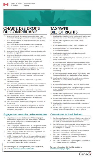 Infographie - Charte des droits du contribuable – français et anglais