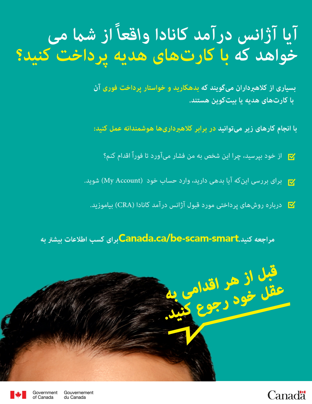 Cette affiche en farsi, en format PDF et aux fins d’illustration seulement, fournit quelques conseils qui proviennent de la page Web.  