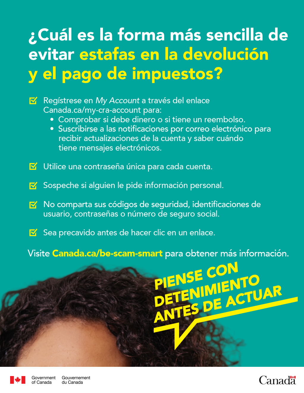 Cette affiche en espanol, en format PDF et aux fins d’illustration seulement, fournit quelques conseils qui proviennent de la page Web.