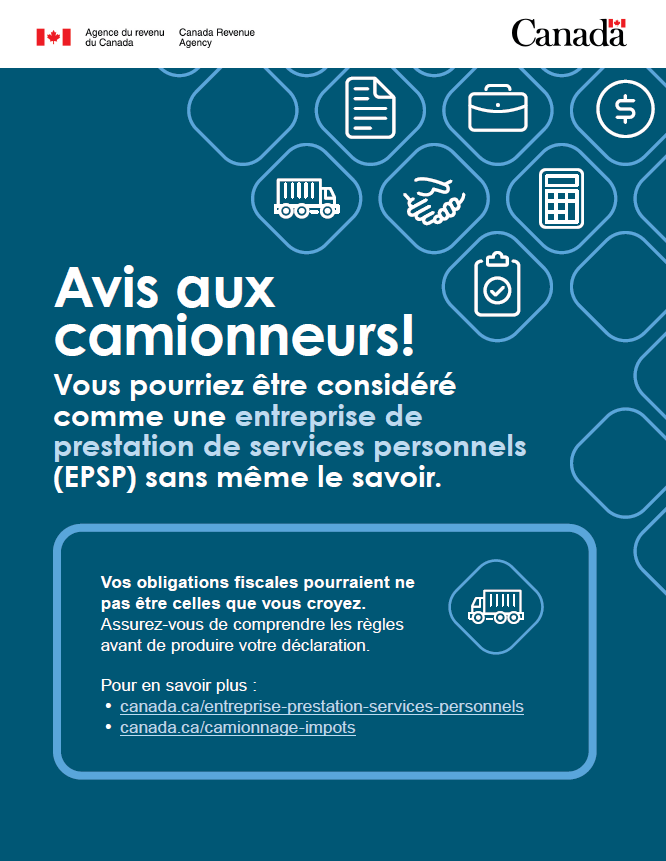 Affiche – Avis aux camionneurs! – Français