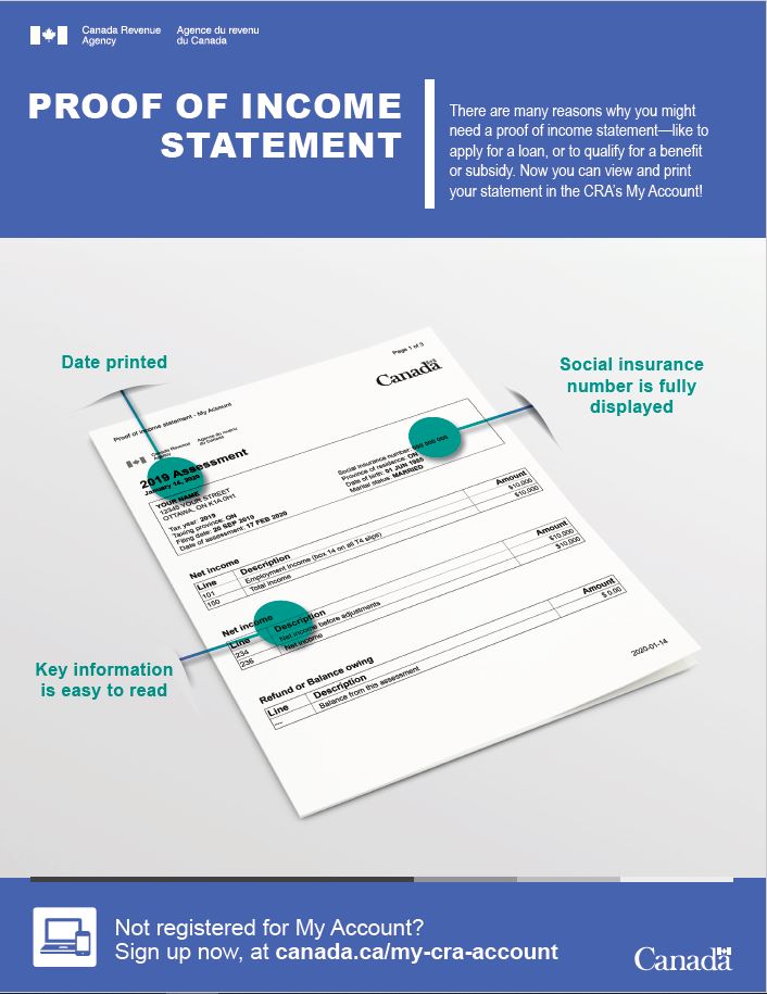 Infographic for the proof of income statement (option 'C' print)