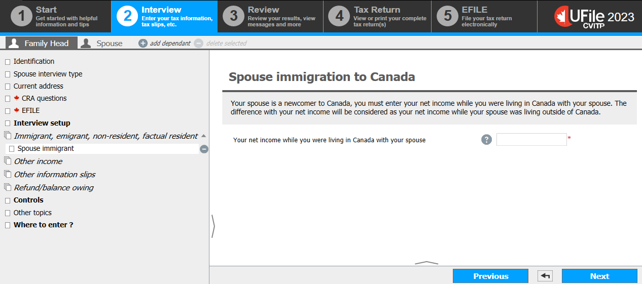 Spouse immigration to Canada screen
