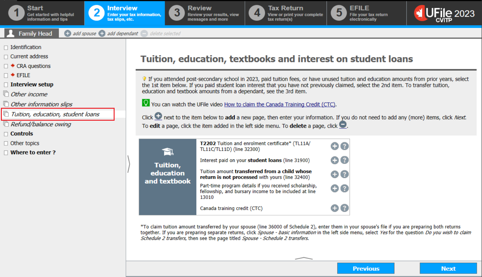 Tuition, education, textbooks and interest on student loans