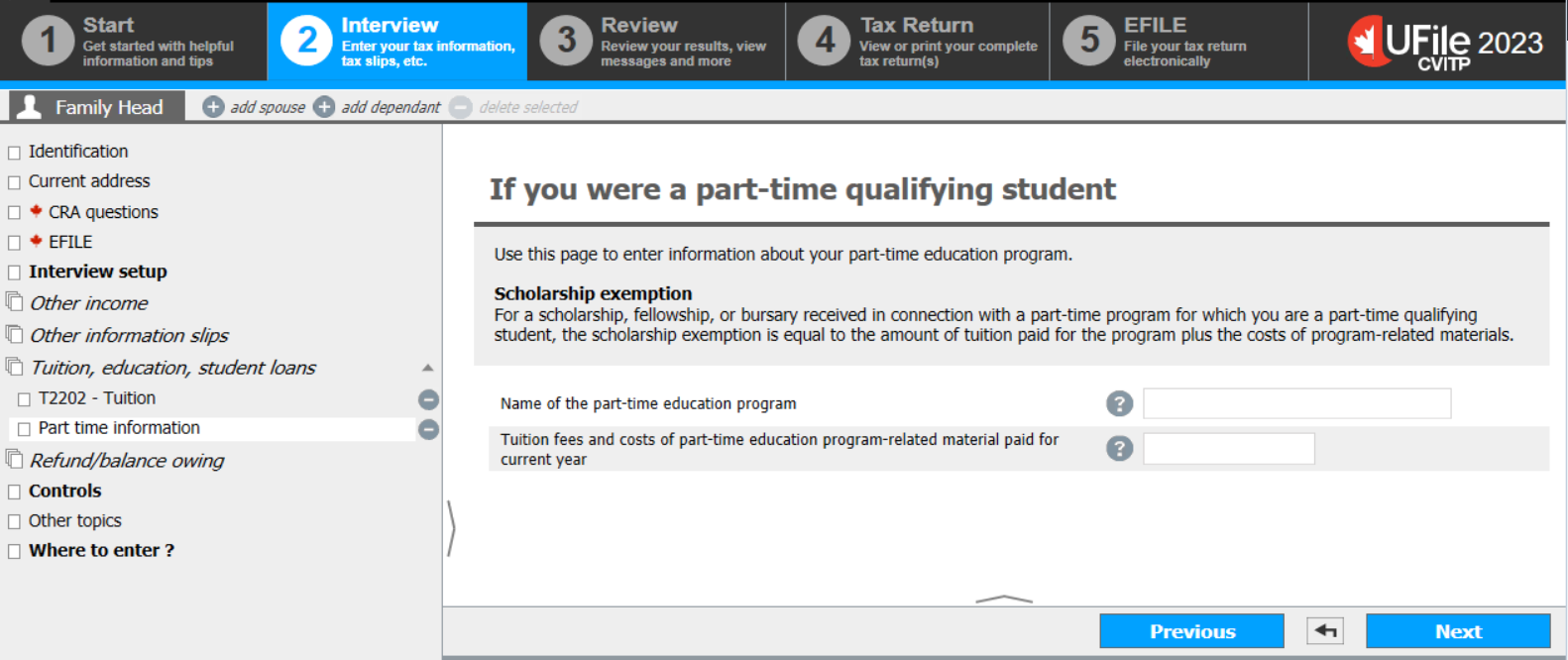Scholarship and bursary income - Part-time student