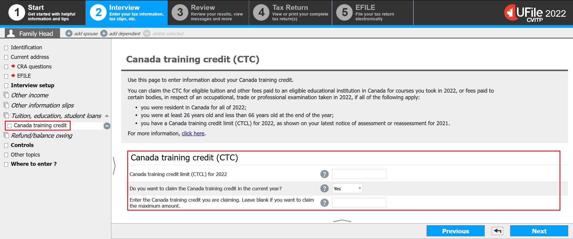 Claiming the Canada training credit (CTC)