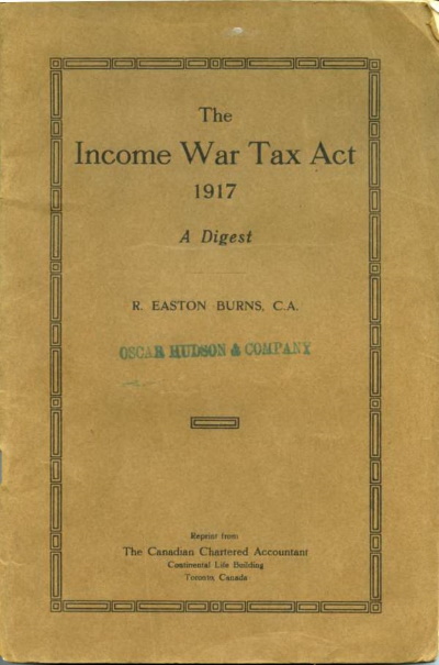 The Income War Tax Act cover from 1917