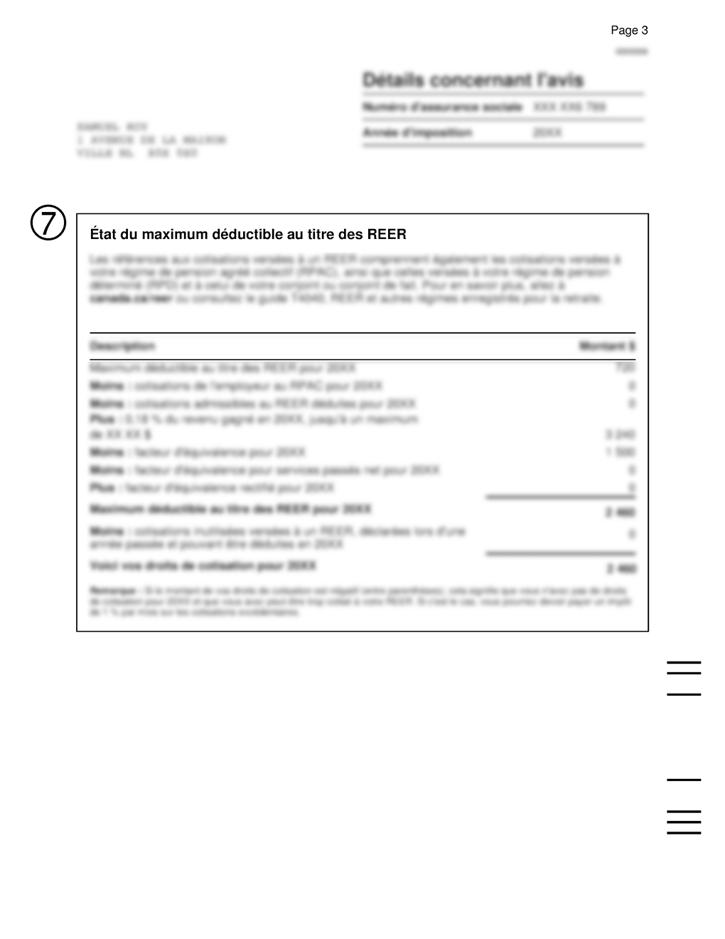 La troisième page de l’avis de cotisation.