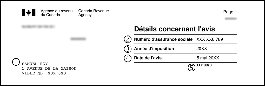 Les détails concernant l’avis sur un avis de cotisation.