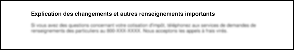 Une explication de changements et autres renseignements importants sur un avis de cotisation.