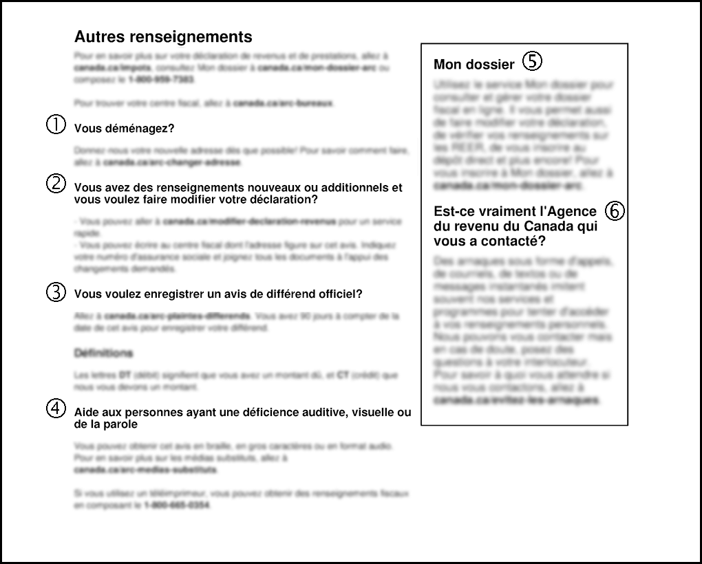 Les autres renseignements sur un avis de cotisation.