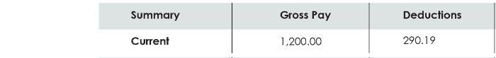 Snippet of pay stub: Current amount