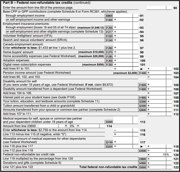 Part of Step 5 (Part B) of a tax return. Link to PDF will be provided after the lesson is finished.