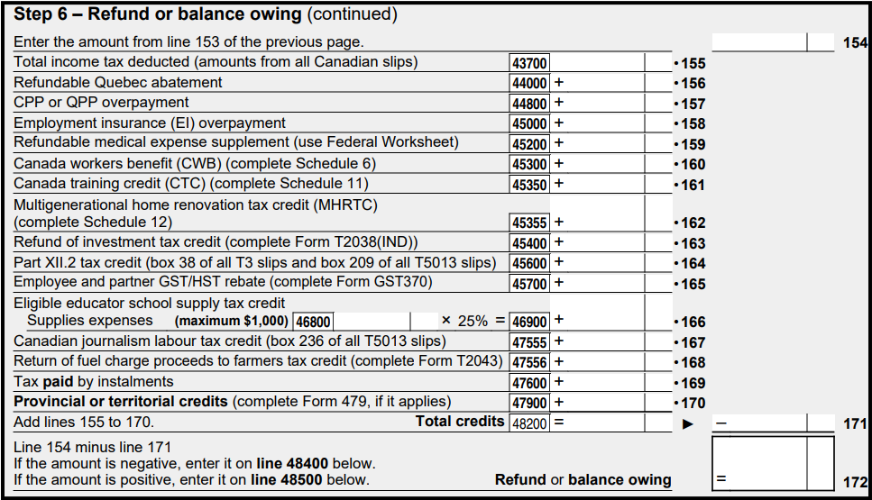 Step 6 of a tax return. Link to PDF will be provided after the lesson is finished.