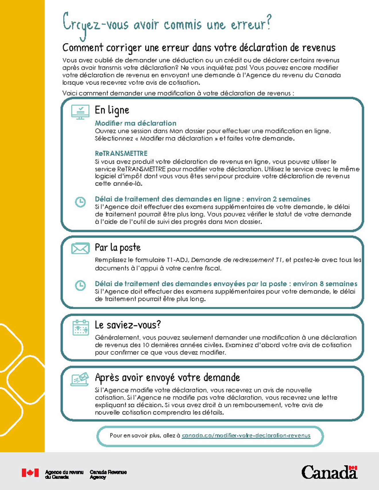 Infographie - Comment corriger une erreur dans votre déclaration de revenus
