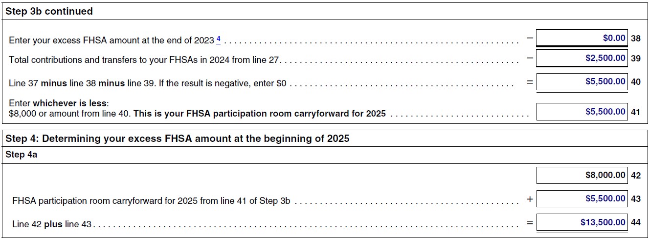 Filled out Form RC728-SCH-A. Section 1, Step 3b, Step 4a.