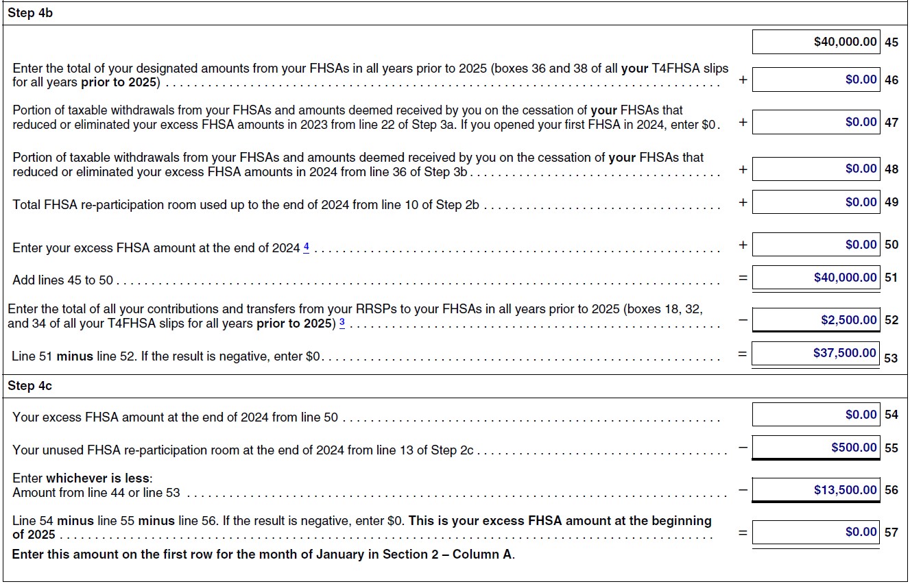 Filled out Form RC728-SCH-A. Section 1, Step 4b, Step 4c.
