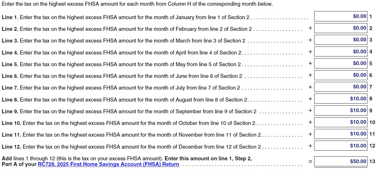Filled out Form RC728-SCH-A. Section 3.